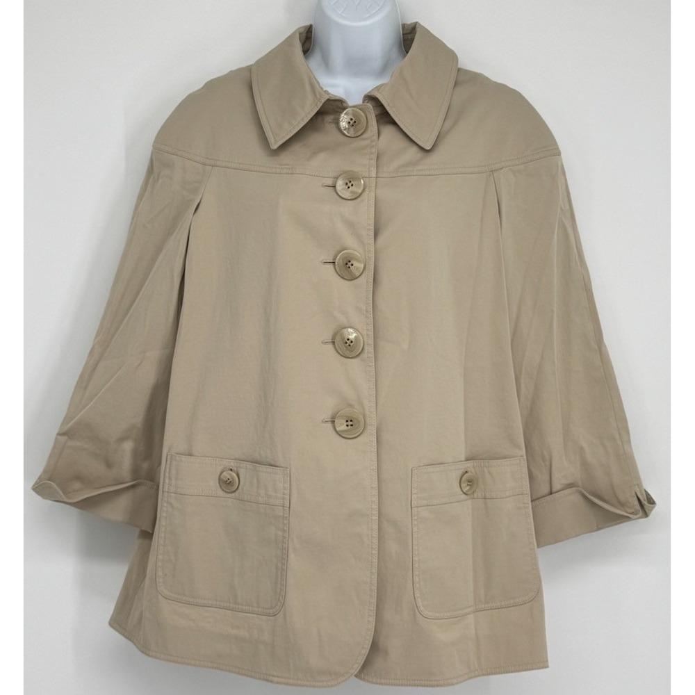 Ellen Tracy L Button Up Lightweight Jacket Pockets Everyday Capsule